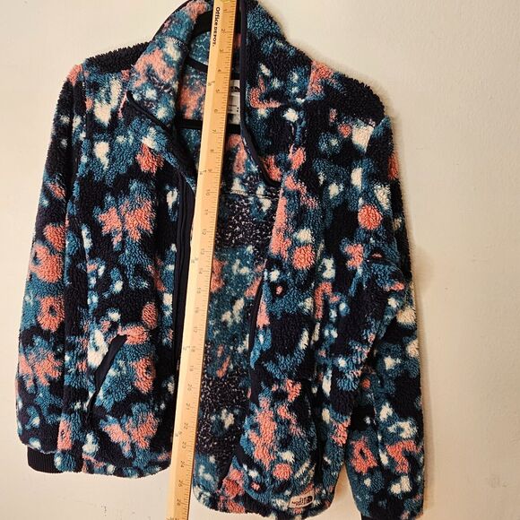 Northface Campshire Cozy Blue Peach Cream Abstract Floral Zip Fleece Jacket Med - Picture 8 of 9